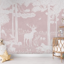 Fototapet Monochrome Forest - Pink, Kikki Belle
