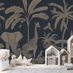 Fototapet Monochrome Jungle - Blue Vintage, Kikki Belle - Img 3