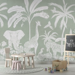 Fototapet Monochrome Jungle - Green, Kikki Belle - Img 4