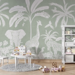 Fototapet Monochrome Jungle - Green, Kikki Belle - Img 5
