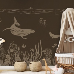 Fototapet Monochrome Sea - Brown Vintage, Kikki Belle