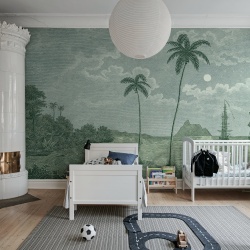 Fototapet, Palm Beach, Blue, Rebel Walls