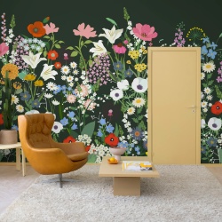 Fototapet, Playful Meadow, Black, Rebel Walls