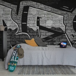 Fototapet, Rebel Graffiti Bold, Gray, Rebel Walls