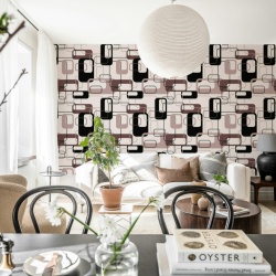 Fototapet, Retro Squares, Plum, Rebel Walls - Img 6