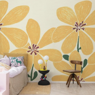 Fototapet, Sketched Flower, Yellow, Rebel Walls - Img 3