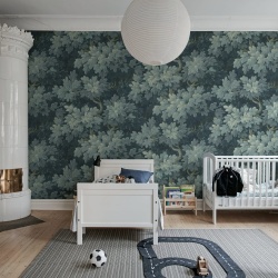 Fototapet, Vintage Foliage, Dark Blue, Rebel Walls