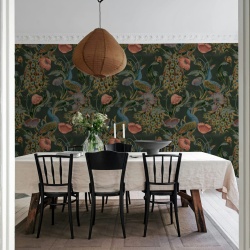 Fototapet, Vintage Peacock, Black, Rebel Walls