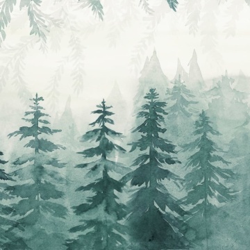 Fototapet, Watercolor Forest, Blue, Rebel Walls - Img 2