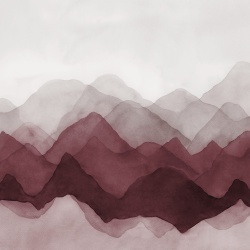 Fototapet, Watercolor Mountain, Burgundy, Rebel Walls - Img 2