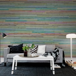 Fototapet, Wooden Slats, Colourful, Rebel Walls