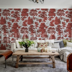 Fototapet, Woodland Toile, Red, Rebel Walls