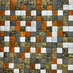 Panou decorativ 3D, Coconut, Honai Mosaic Orange&Green, 6 placi 42x42cm, 1.05 mp