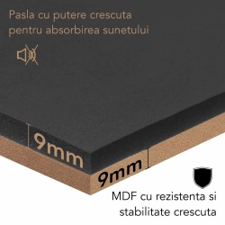 Panou riflaj acustic decorativ, MDF si pasla, AC40, 60x60x1.8cm, Stejar inchis - Img 4