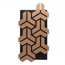 Panou riflaj acustic decorativ, MDF si pasla, AC7, 90x45x1.8cm, Stejar inchis