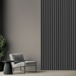 Panou riflaj decorativ 3D Velutto, Shadow Grey, 25x1.3x270 cm - Img 2