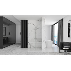 Paravan de dus tip Walk-in Rea Cortis cu parte culisanta 120x200 cm profil crom - Img 5