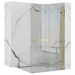 Paravan de dus tip Walk-in Rea Cortis cu parte culisanta 120x200 cm profil auriu - Img 3