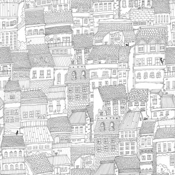 Tapet Dream Town, Graphite, Rebel Walls - Img 2