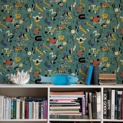Tapet lavabil Funny Shapes, Turquoise, TresTintas 5mp / rola