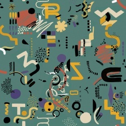 Tapet lavabil Funny Shapes, Turquoise, TresTintas 5mp / rola - Img 2