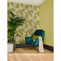 Tapet Raffia, Mustard Yellow Luxury Plain, 1838 Wallcoverings, 5.3mp / rola - Img 1