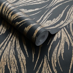 Tapet, Ripple, Bracken Gold and Black Luxury Feature, 1838 Wallcoverings, 5.3mp / rola - Img 2