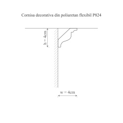 Cornisa poliuretan flexibil, Manavi, P824F - 4x4x200 cm - Img 2