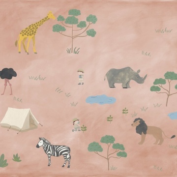 Fototapet, Animal Safari, Pink, Rebel Walls - Img 2