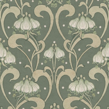 Fototapet, Art Nouveau Flower, Green, Rebel Walls - Img 2