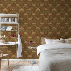 Fototapet, Art Nouveau Flower, Red, Rebel Walls