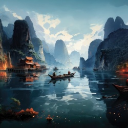 Fototapet Artistic Montagne et Ciel Ha Long Rêve MH104