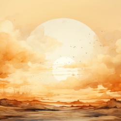 Fototapet Artistic Montagne et Ciel Soleil Rêve MS108