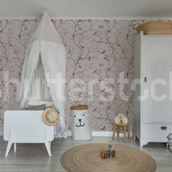 Fototapet, Bird Chinoiserie, Pink, Rebel Walls