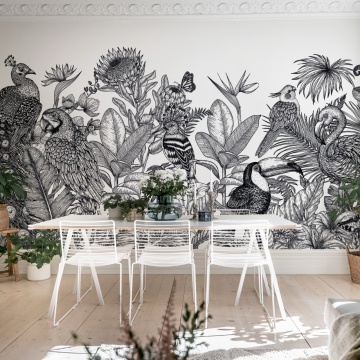 Fototapet, Birds Garden, Black & White, Rebel Walls - Img 3