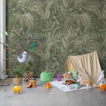 Fototapet, Birds in the Jungle, Light Green, Rebel Walls - Img 3