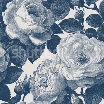 Fototapet, Bold Roses, Blue, Rebel Walls - Img 2