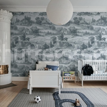 Fototapet, Countryside Toile, Oxford Blue, Rebel Walls - Img 3