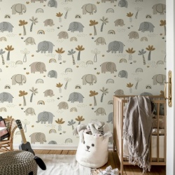 Fototapet, Elephant Savanna, Beige, Rebel Walls