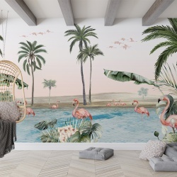 Fototapet Flamingo Oasis, Kikki Belle