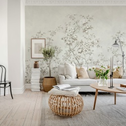 Fototapet, Floral Chinoiserie, Gray, Rebel Walls