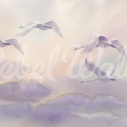 Fototapet, Flying Swans, Pastel, Rebel Walls - Img 2