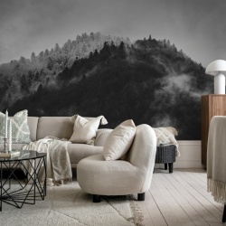 Fototapet, Foggy Mountain, Black & White, Rebel Walls