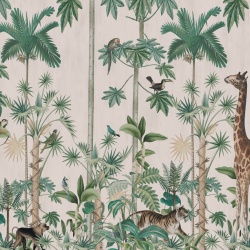 Fototapet, Giraffe's Stroll, Pastel Pink, Rebel Walls - Img 2