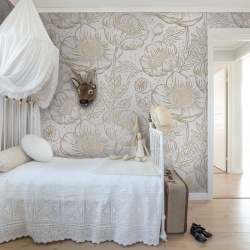 Fototapet, Golden Poppy, White, Rebel Walls - Img 3