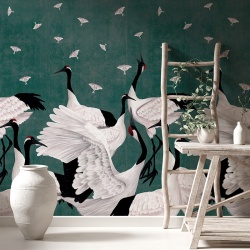 Fototapet Grus Japonesis in Green, VLAdiLA