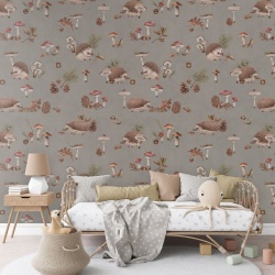 Fototapet Happy Hedgehog - Taupe, Kikki Belle