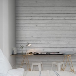 Fototapet, Horizontal Boards, White, Rebel Walls