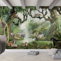 Fototapet Jungle Cats, Kikki Belle