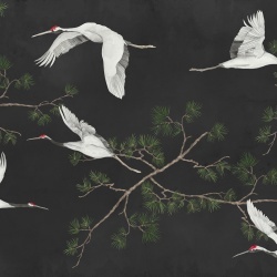 Fototapet, Majestic Cranes, Black, Rebel Walls - Img 2